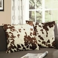 thumbnail image 5 of Weston Home 18.0" x 18.0" Brown Polyester Throw Pillow , cover closure: hidden zipper closure, edging: knife edge, set includes: two (2) throw pillows, pattern: cow hide, cover: 100-percent poly, color options: soft white, brown, cover is removable, pillow shape: square, dimensions: 18 inches wide x 18 inches long ( 2 Count), 5 of 5