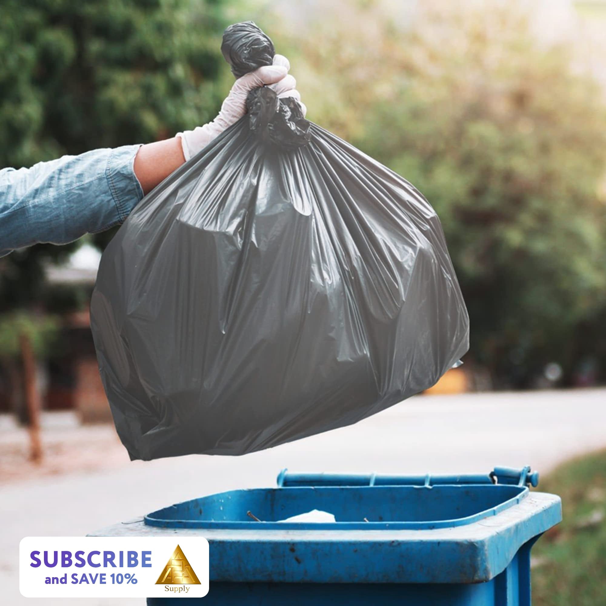 Gray Outdoor Trash Bags, Unscented 1.1 Mil Polyethylene, 250 Count, 33 Gallon
