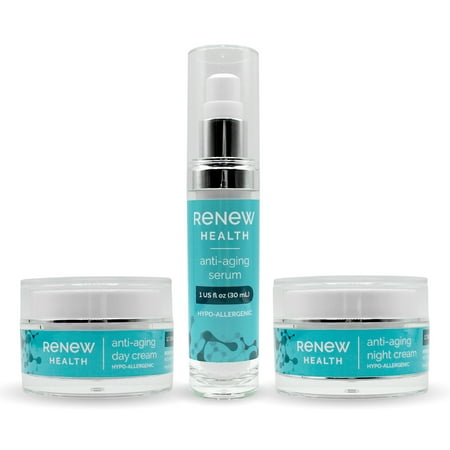 Renew Health Anti-Aging Complete Set (Anti-Aging Day Cream, Anti-Aging Night Cream & Anti-Aging Serum), Facial