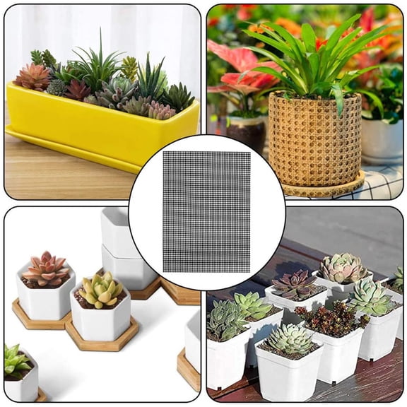 YingYouFu Plant Drainage Mats, 5-Pack Rectangle Pot Liners, Reusable er Box Base, Barrier Water Mesh, For Indoor Outdoor Garden, Black