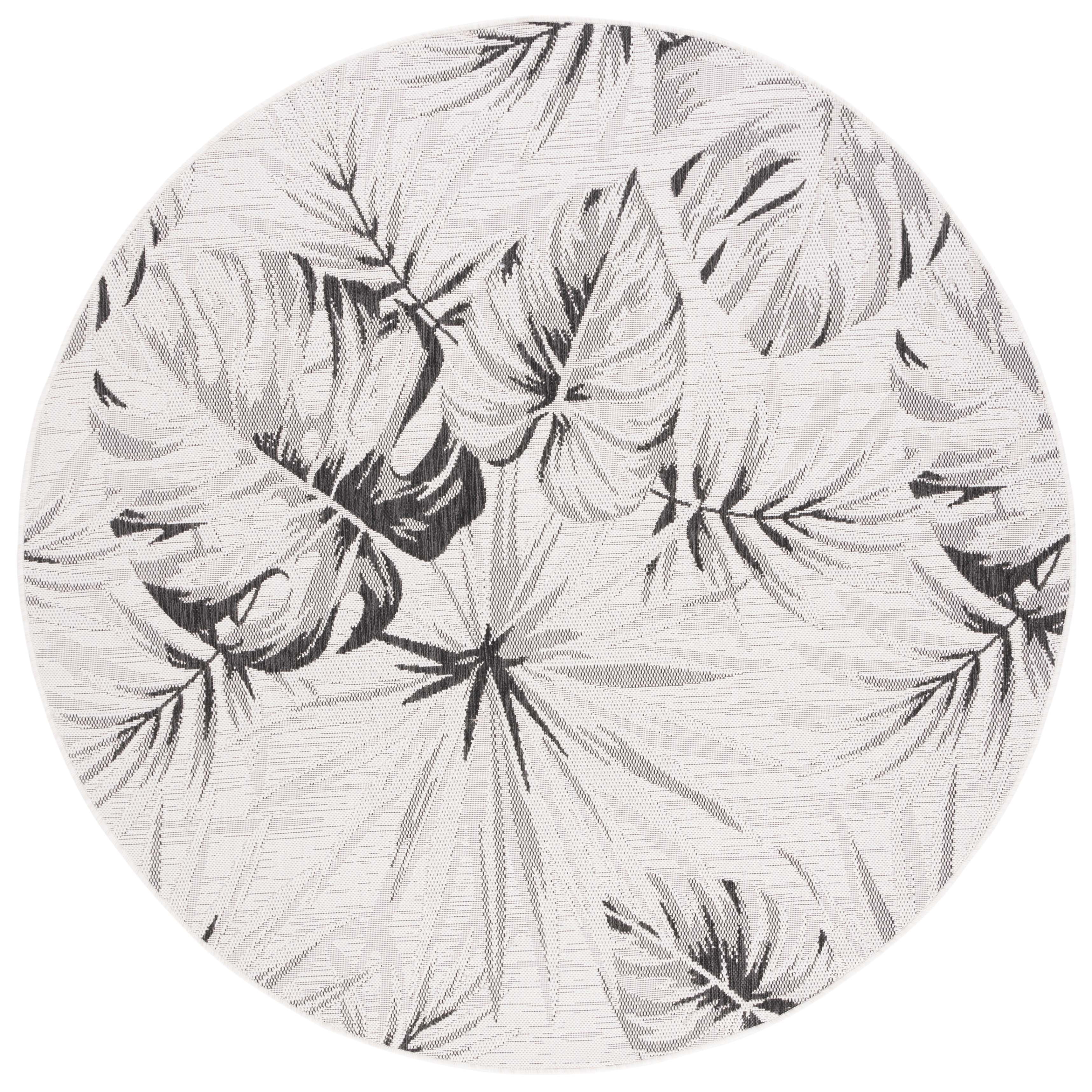 Safavieh Courtyard Keelan Botanical Indoor/Outdoor Area Rug, Ivory/Black, 6'7" x 6'7" Round
