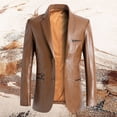 thumbnail image 2 of Fgnfyis Suit Jacket for Men Mens Jacket Suit Fashion Trend Casual Textured Leather Jacket Outerwear for Stylish Jackets for Men Yellow XXXL, 2 of 8