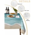 thumbnail image 2 of Turquoise Waves Table Cloth, Simple Ombre Abstract Sea Waves Art Waterproof Tablecloth for Rectangle Tables, Reusable Washable Fabric Table Cover for Restaurant Kitchen Dining Tables 52"x70", 2 of 6