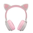thumbnail image 2 of Auriculares Bluetooth 5.0 Nikou con orejas de gato y cancelación de ruido LED gris y rosa, 2 of 15