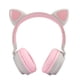 thumbnail image 2 of Auriculares Bluetooth 5.0 Nikou con orejas de gato y cancelación de ruido LED gris y rosa, 2 of 15