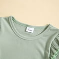 thumbnail image 6 of 18-24 Months 6-9 Month Girl Clothes Baby Girl Outfits Toddler Baby Girls Clothes Solid Plain Rib Ruffle T-shirt + Shorts With Drawstring Cute Summer Short Set Green, 6 of 8