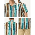 thumbnail image 6 of INSPIRE CHIC Men's Short Sleeve Button Down Stripes Color Block Printed Shirts M Blue Brown, 6 of 6