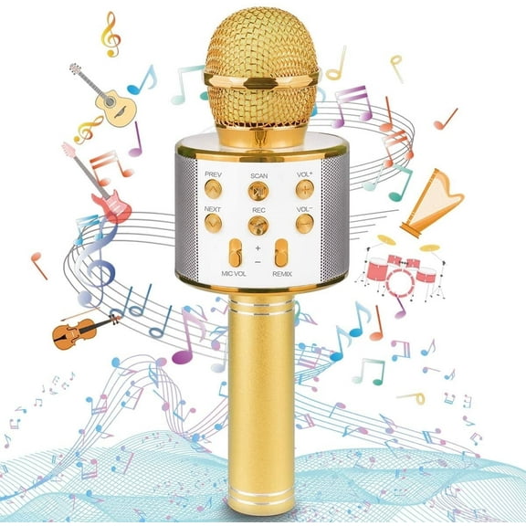 Bluetooth Wireless Karaoke Microphone for Kids, Hottest Birthday Presents Toys for 9 10 11 12 Years Old Boys Girl (Rose Gold)