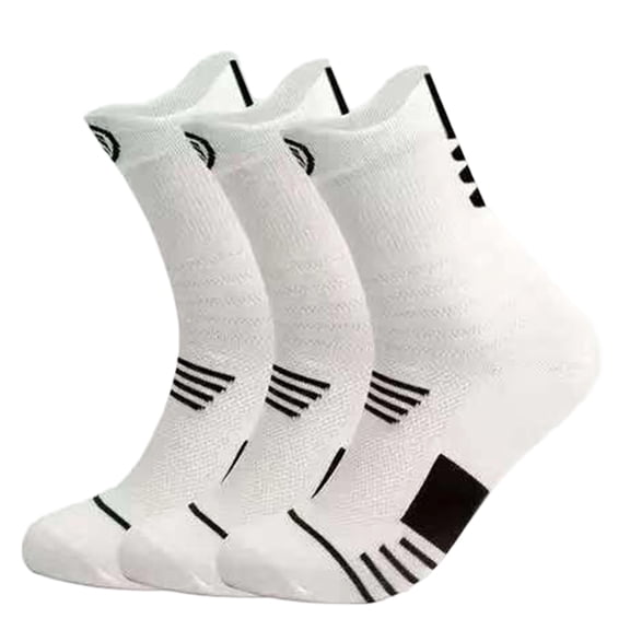 Havenx Mid Calf Athletic Socks for Men Moisture Wicking Cushion Crew Socks for Sport Running Traveling 3 Pairs,White