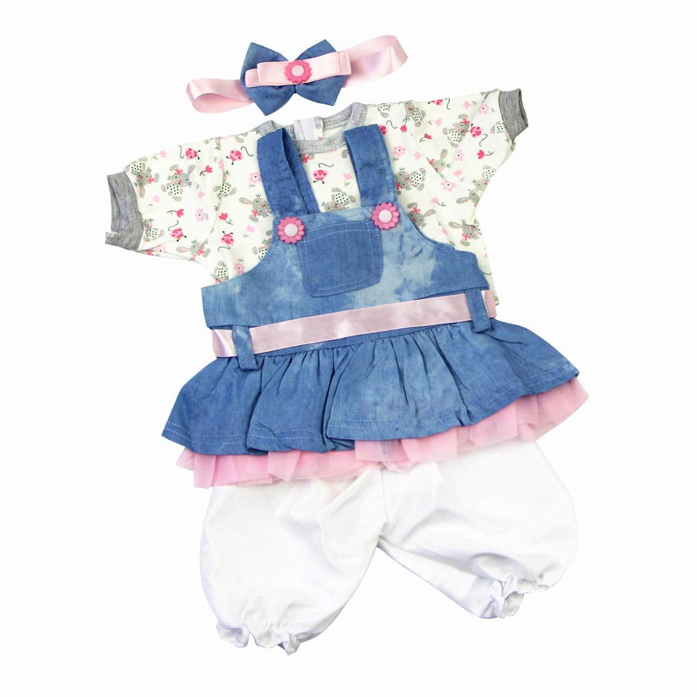 Medylove Reborn Baby Dolls Clothes Denim Dress Suit for 20 22 inch