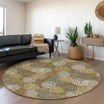 Addison Rugs Chantille Indoor/Outdoor Transitional Circles Brown Washable Round Rug, 8' x 8'
