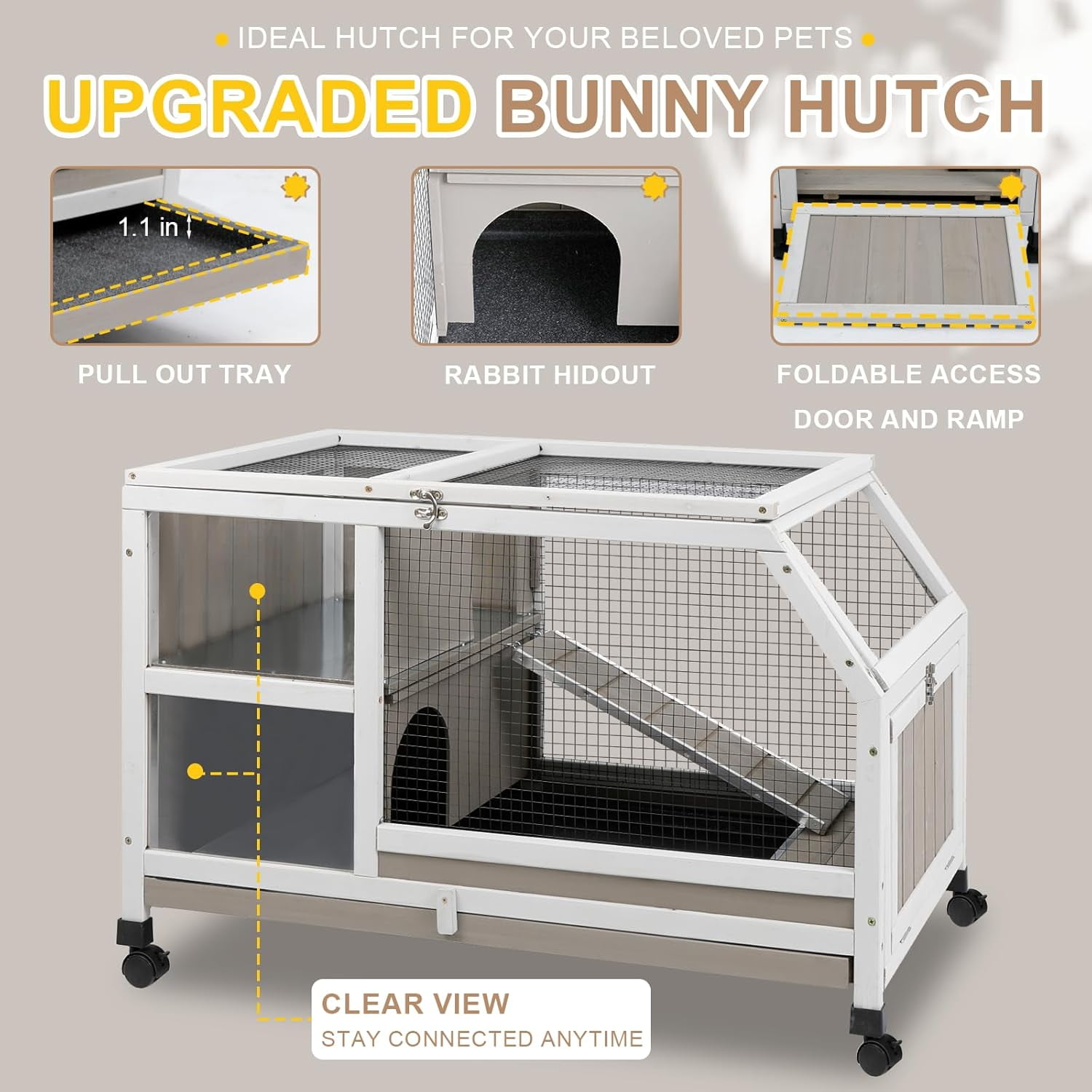 LEHOME Rabbit Hutch Indoor - Weatherproof, Multi-Level, Easy Assembly, Lockable, and Comfortable