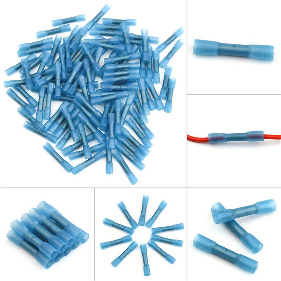 100Pcs Heat Shrink Butt Wire Splice Seal Connectors Crimp Terminals 22-10Awg