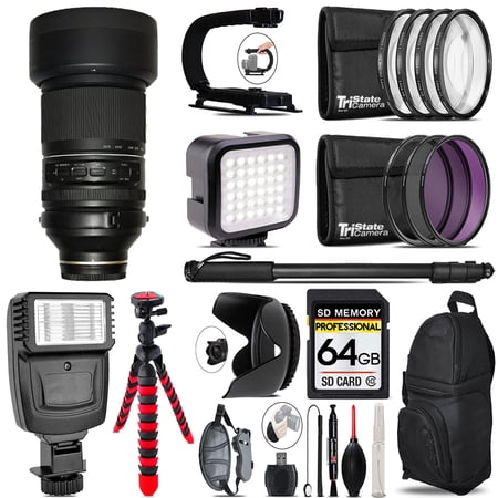 Tamron 150-500mm f/5-6.7 Di III VXD Lens for Sony E - Video Kit + Flash - 64GB Accessory Bundle
