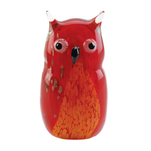 Accent Plus Art Glass Figurine Red Owl