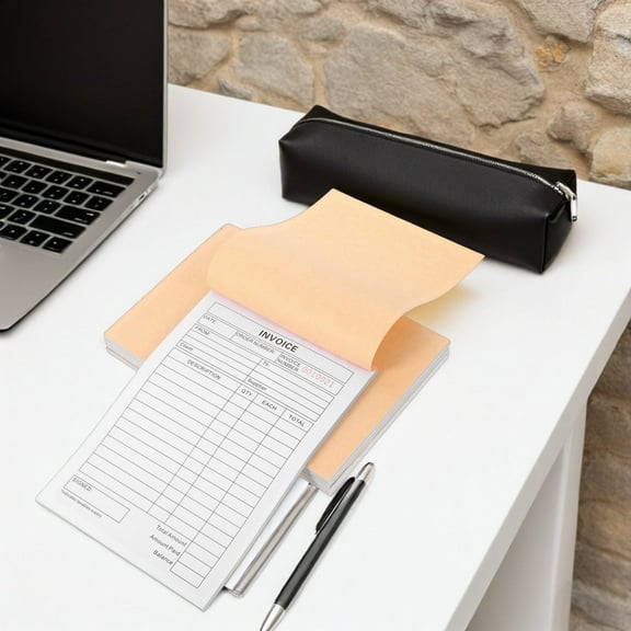 OUNONA 5-Pack Two-Part Invoice Receipt Books with Sturdy Board Paper for Small Business, Handicrafts, and Records