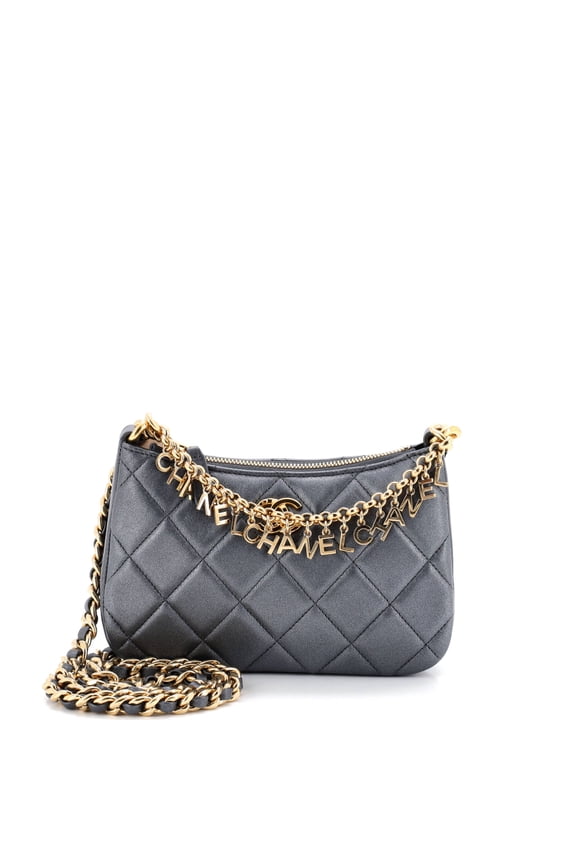 Pre-Owned Logo Letters Top Handle Chain Crossbody Bag Quilted Lambskin Small By Rebag
