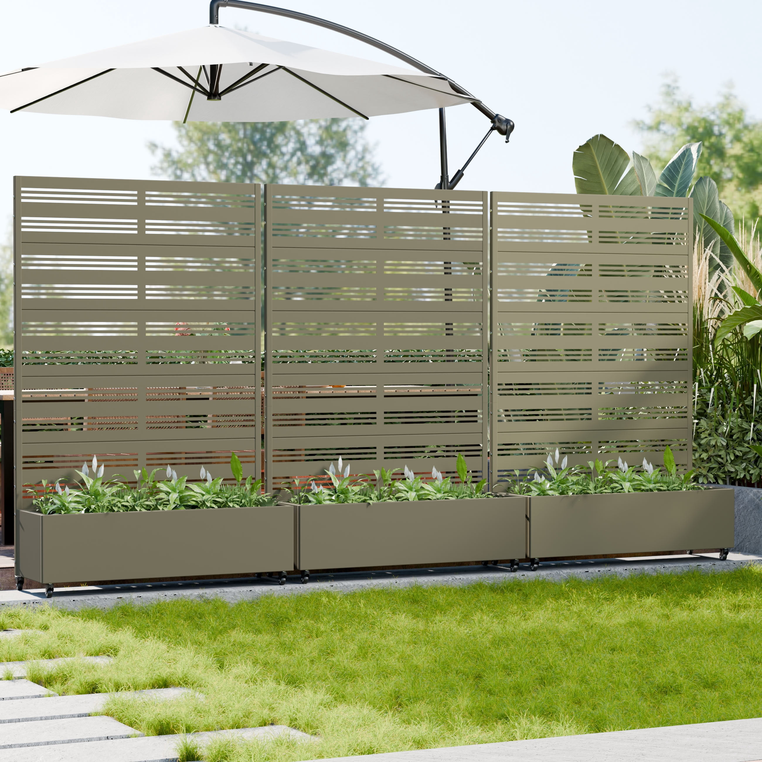 MAYEERTY 72*47in Outdoor Metal Planter Box, All Weather Metal Planter, Contemporary Raised Garden Bed for Patio, Balcony, Garden