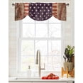 thumbnail image 5 of Tie Up Valance Curtain for Kitchen, Vintage Stripes and Stars USA Flag Wood Plank Rod Pocket Short Curtains Adjustable Tie-Up Shade Valances, Sports Window Treatment for Bathroom Living Room Bedroom, 5 of 7