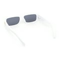 thumbnail image 4 of Mod Retro Narrow Rectangle Flat Top Plastic Buckle Jewel Hinge Sunglasses White - Black, 4 of 4