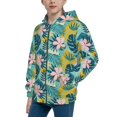 thumbnail image 2 of Pofeuu Tropical Floral Print Teenage Zipper Hoodie Sweatshirts Hooded Casual Jackets With Pocket For Boys Girls-Small, 2 of 6