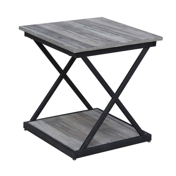 HomeRoots 493252 19.68 x 18.5 x 18.5 in. Black & Brown Manufactured Wood Square End Table