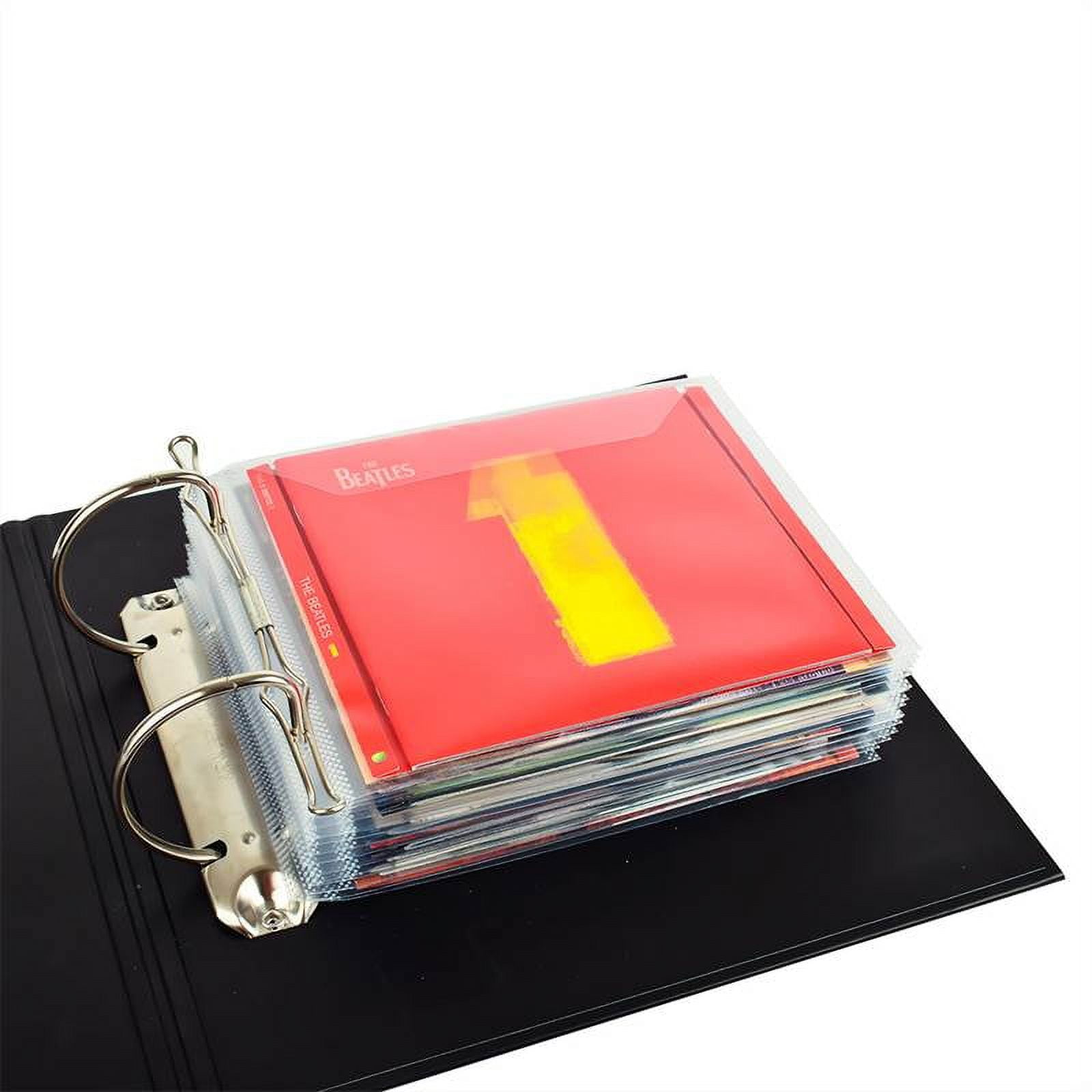 Tarifold CD Storage Bundle Pack - 100 Transparent CD Protective Sleeves, 4 Black CD 2-Ring Binders (10267)