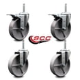 thumbnail image 2 of 5 Inch Semi Steel Swivel 5/8 Inch Threaded Stem Caster Set 2 Total Lock Brakes, 2 of 2