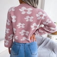 thumbnail image 1 of Tops De Suéter Con Cuello En V, Cárdigan De Manga Larga Con Encanto Cálido De Un Solo Pecho, Suéter Con Estampado Floral Elegante Para Vacaciones Para Viajar ANGGREK Rosa L, 1 of 6