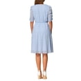 thumbnail image 3 of Vestido de mujer estilo CHIC INSPIRE, chiffon con estrellas metálicas, mangas fruncidas, escote en V, corte A, tamaño M azul, 3 of 6