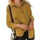 thumbnail image 2 of Blusa de mujer con bolsillos y cuello vuelto, manga larga con un solo pecho, abrigo para mujer, camisa para citas, amarillo, M, 2 of 5