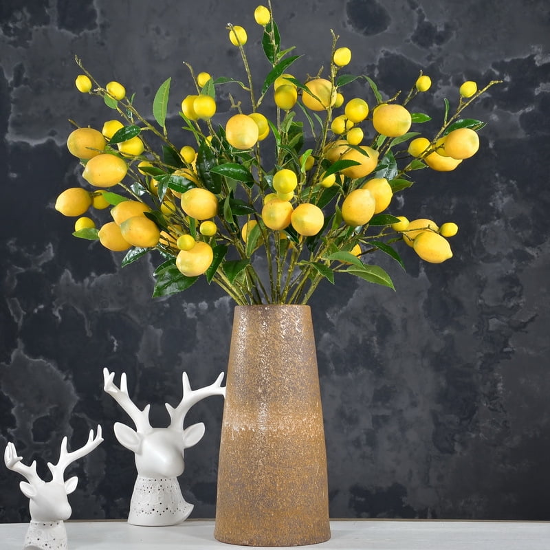 Artificial Plants Creative Lemon Branch Decorative Lifelike Fake Artificial Lemon Artificial Fruit Indoor Outdoor Decorations for Home Living Room Dining Room Garden Wedding Party