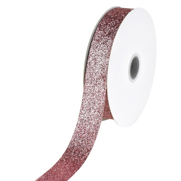Homeford Nylon Metallic Glitter Ribbon, 7/8-inch, 25-yard, Light Pink
