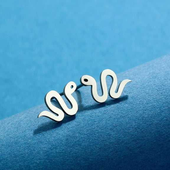 Stainless Steel Snake Stud Earrings Animal Lover Gift Tiny Reptiles Studs for Men and Women