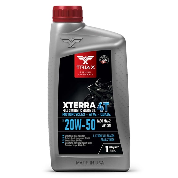 TRIAX Xterra 4T 20W-50 Full Synthetic 4-Stroke Motorcycle Engine Oil, 1 Quart