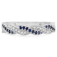 thumbnail image 3 of Dazzlingrock Collection 14K Round White Diamond & Blue Sapphire Ladies Anniversary Wedding Band Swirl Ring, White Gold, Size 8, 3 of 5
