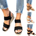 thumbnail image 4 of Sandales Compensées pour Femmes à Talons, à Enfiler, Espadrilles Plateforme, Nœud, Talons Hauts, Bout Ouvert, Mules d'Été pour Robe, 4 of 7