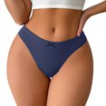 thumbnail image 5 of Qingpeng Womens Low Rise Lace Trim Thong Solid Color Bow Detail Panties Breathable Underwear Size S-XL, 5 of 5