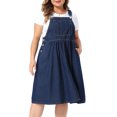 thumbnail image 2 of DARING DIVA Women's Plus Denim Overalls Jumper Jean Midi Dress 4X Black Blue, 2 of 6
