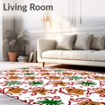 thumbnail image 2 of ODIKA 6'x9' Machine Washable Non-Slip Area Rug, Playful Gingerbread Family Gathering with Peppermint and Pine Accents High Traffic Rug with Pad, White, 651388, 2 of 8
