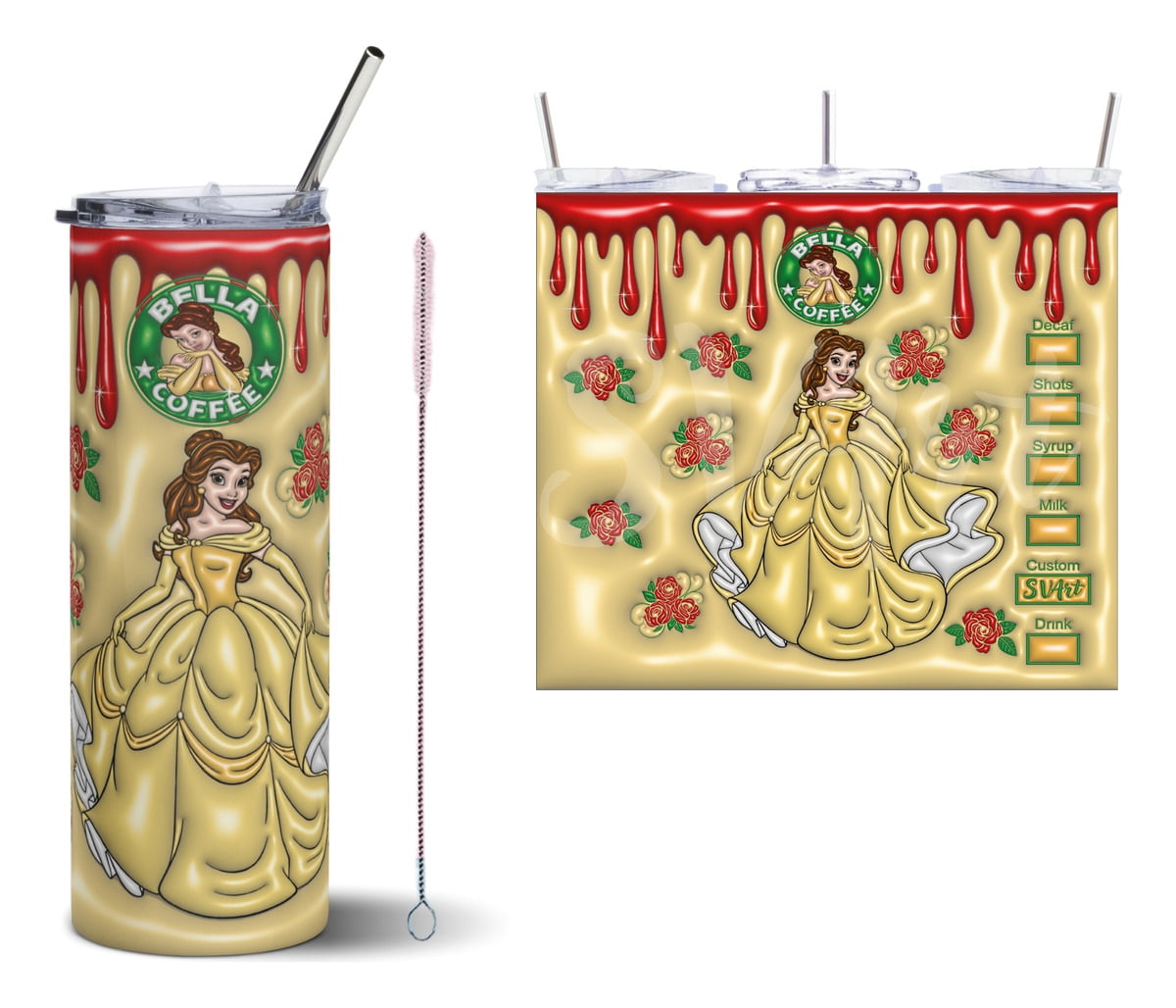 Termo Tumbler SVART 20 oz diseño princesa Bella tipo inflado | Walmart ...