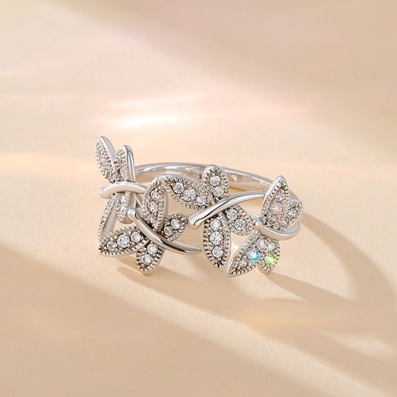 Eclet Jewels Brilliant 1 Ct Round Cut Diamond Ring - 14K White Gold Over Ring - Unique Dragonfly Design for Diamond Ring for Women's - Charistmas Special Gift for Best Friends - Promise Wedding Gift