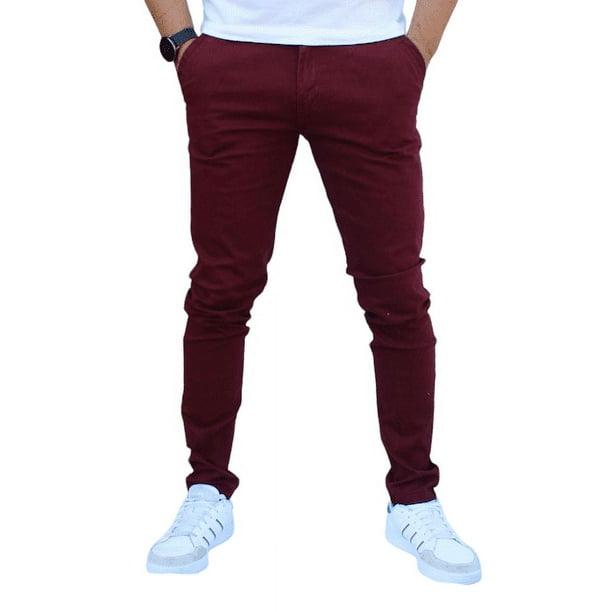 Slim Fit Color Vino Pantalon Slim Fit Pantalon De Vestir Color