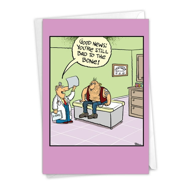 1 Funny Get Well Card with Envelope - Bad To The Bone C9282GWG 1 Funny Get Well Card with Envelope - Bad To The Bone C9282GWG