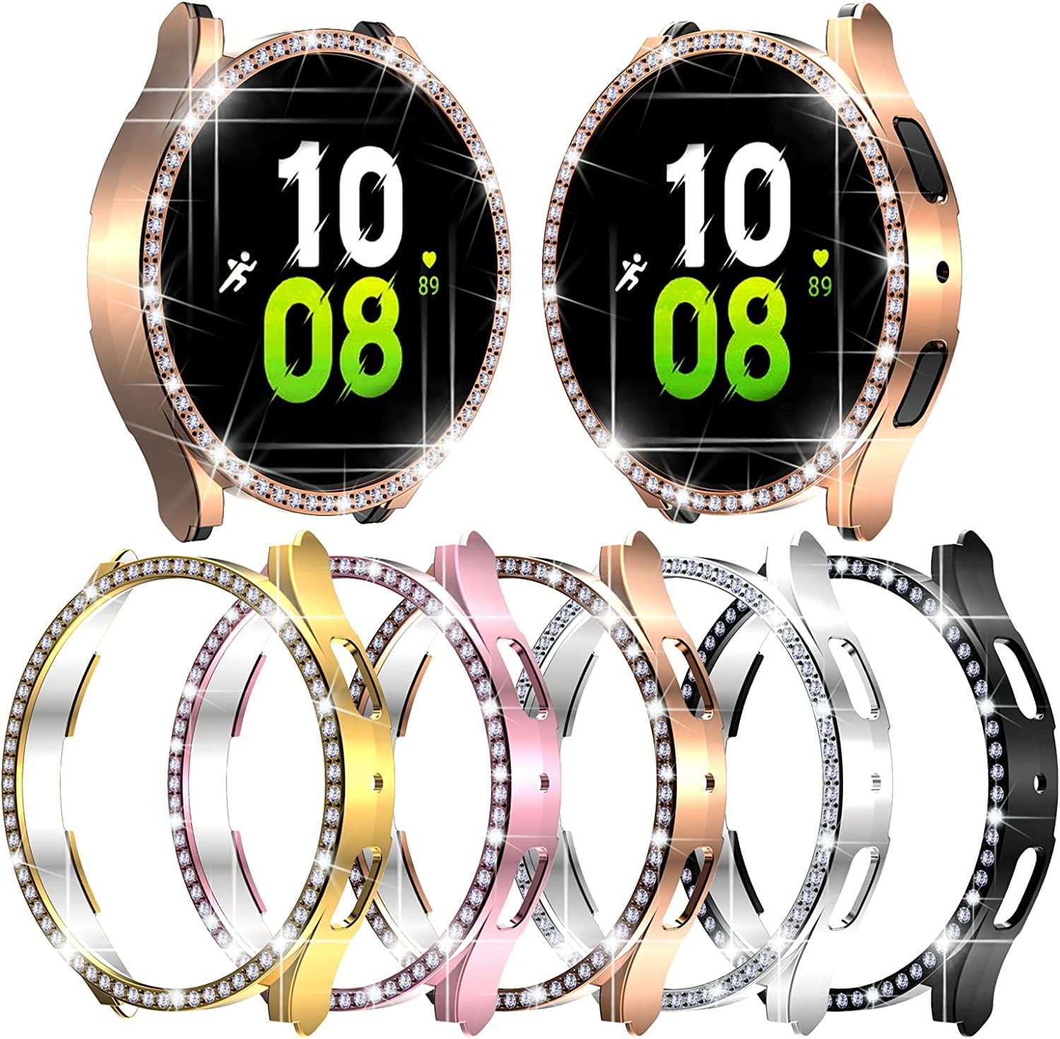 1pc Women's Shiny Double-row Rhinestone Studded Hollow Out Watch Case  Compatible With Samsung Galaxy Watch 4 5 6 Series, Suitable For 40/44mm  Watch Size, Anti-fall & Fashionable