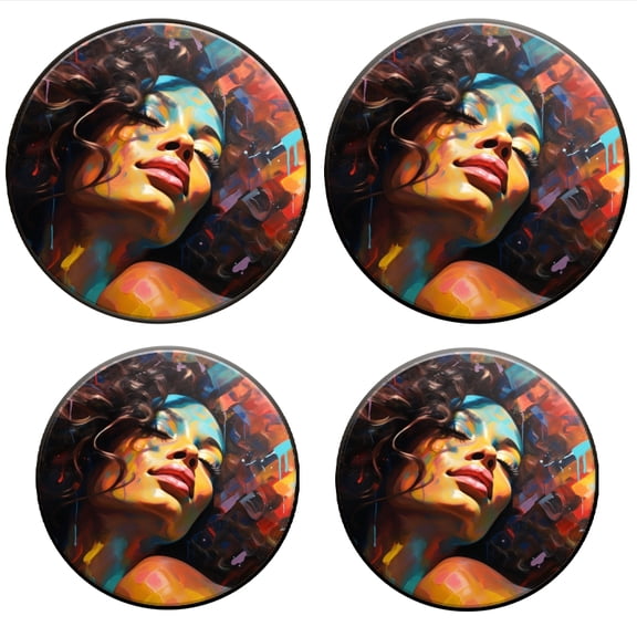 Bahomeck Gas Stove Burner Cover Set Of 4,African Woman With Long And Curly Hair Metal Electric Stove Burner Covers,Protecting Gas Stoves,Kitchen Decor，8 Inch And 10 Inch
