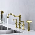 thumbnail image 4 of Cfowner Brass Bridge Kitchen Faucet, Kitchen Sink Faucet with Pull-Out Side Spray, Gold, 4 of 8
