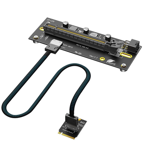 M.2 M-Key 2230 to PCI-E 4.0 X16 with Oculink SFF-8612/8611 Extension Cable As External Graphics Card, PWR ATX 6PIN 12V