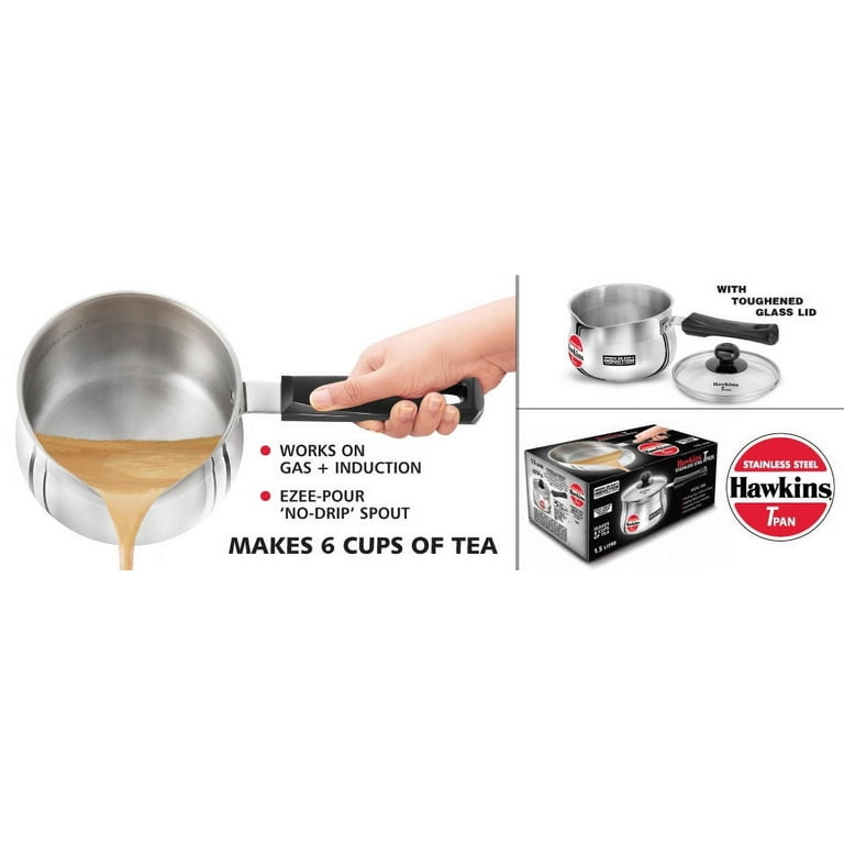 Hawkins Induction Base Stainless Steel Saucepan T Pan with Lid 1.5 Liter Walmart