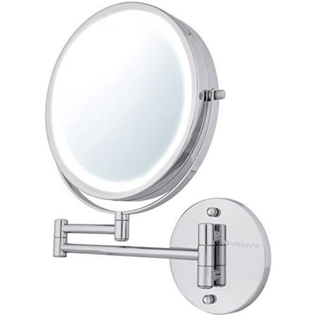 Ovente Wall Mount Makeup Mirror Battery Operated Led Lighted 1x 7x Magnification 8 5 Inch Polished Chrome Mfw85ch1x7x